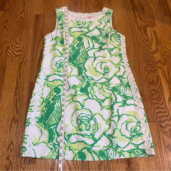 Lilly Pulitzer Mila Resort White & Green Heartbreaker Lace Detail Shift Dress - Picture 11 of 14